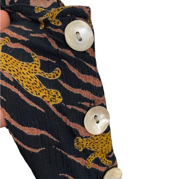 LA CERA Tiger Prints Midi Slits Mother Of Pearl Buttons Plus Dress Size 4X - Picture 6 of 10